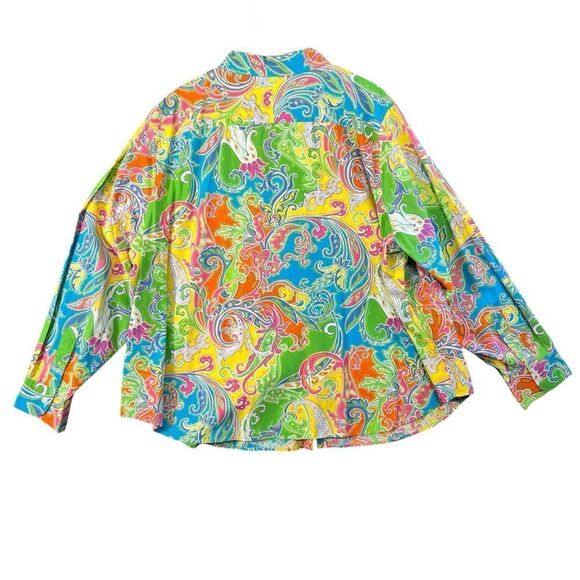 3x xxxl Lauren Ralph Lauren Multi Color Paisley Pattern Button Down Shirt cotton - Picture 9 of 16